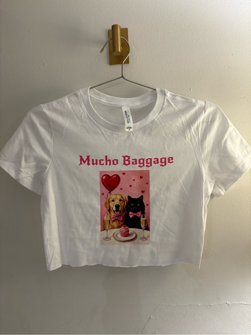 Mucho Baggage White Graphic Tee with Pink and Red Print